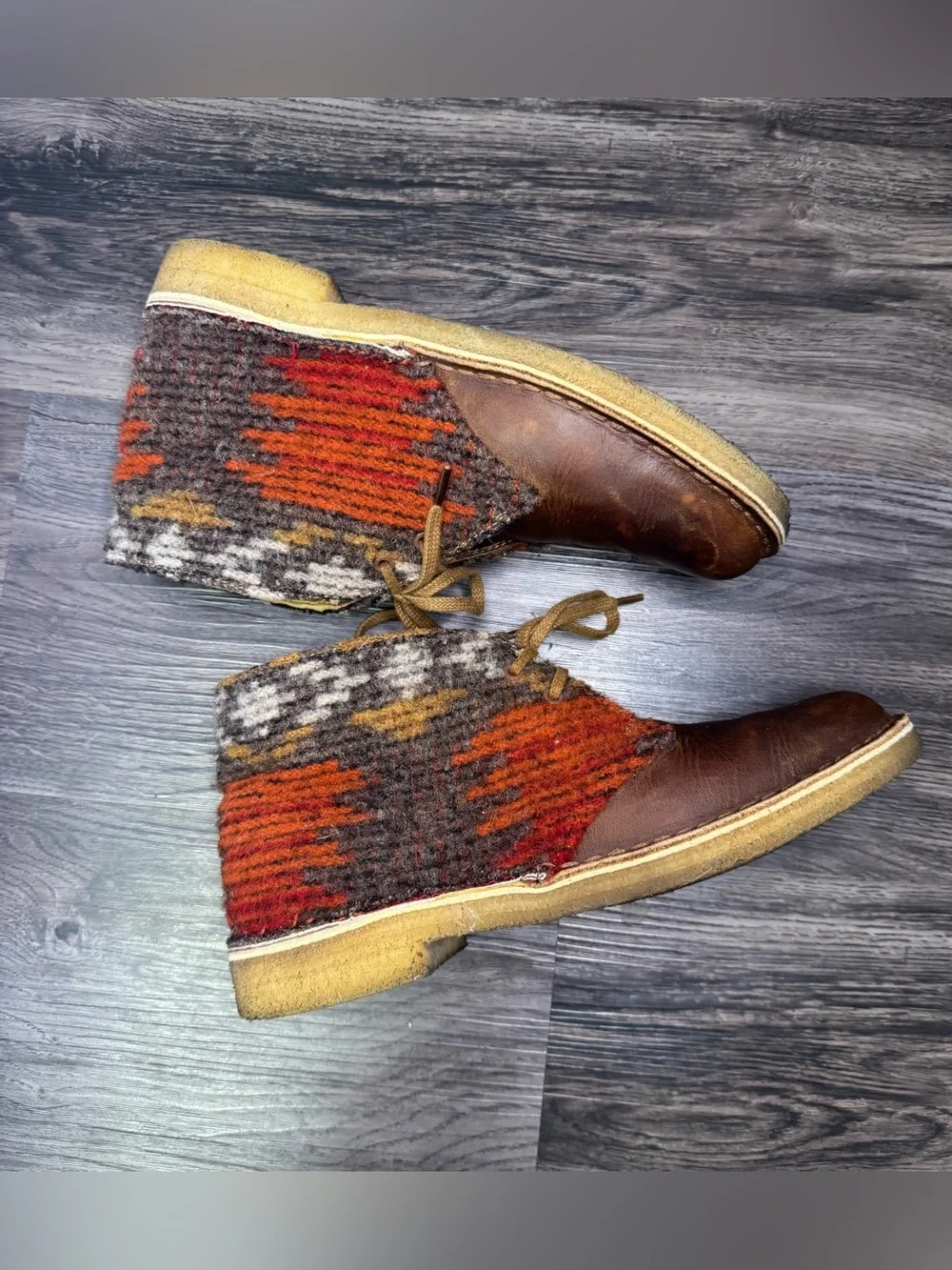 🔥Clarks x Woolrich Desert Boot Oiled Leather / Wool) Men's US Size 7